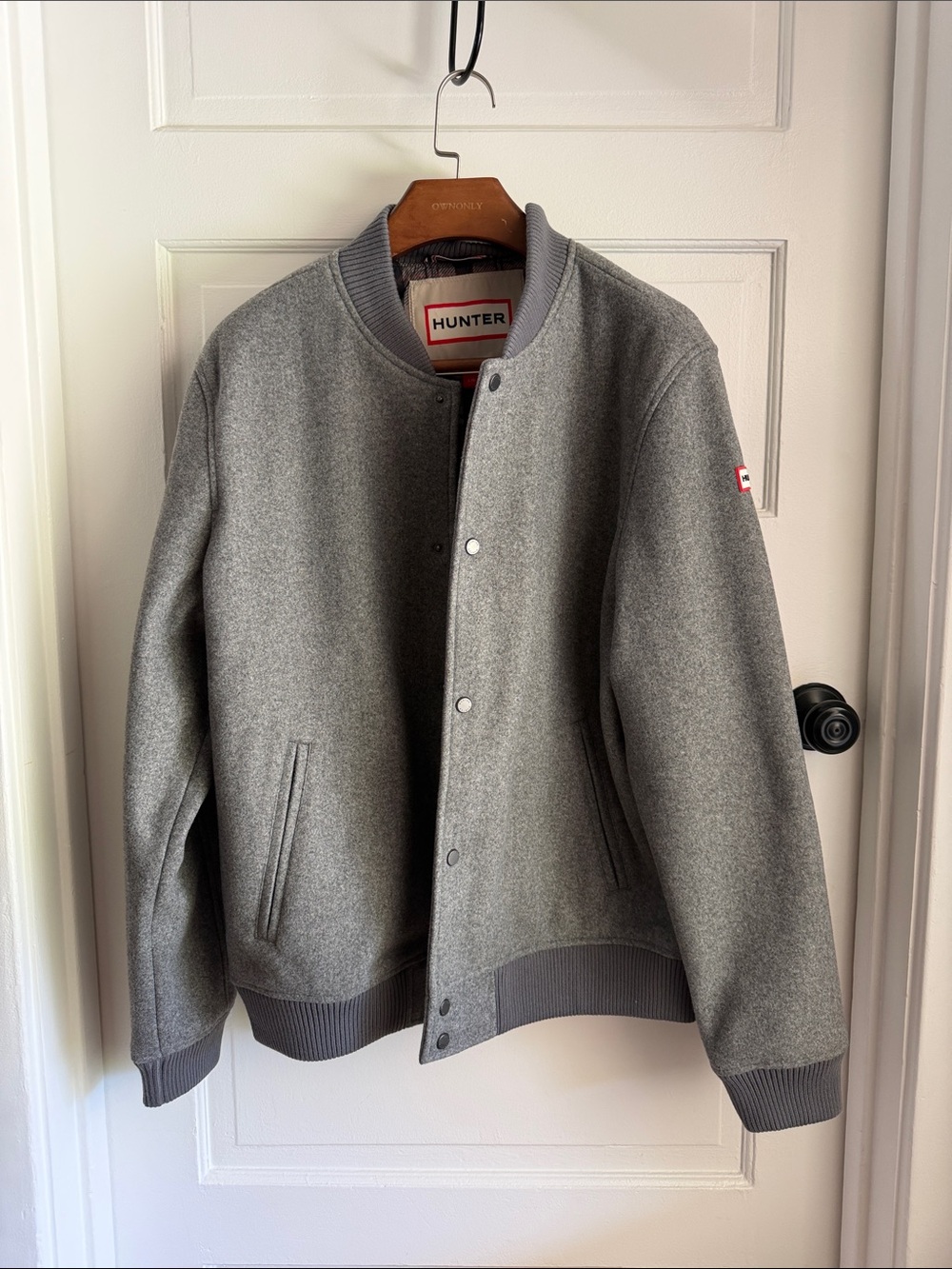 Hunter Gray Wool-Blend Bomber Jacket